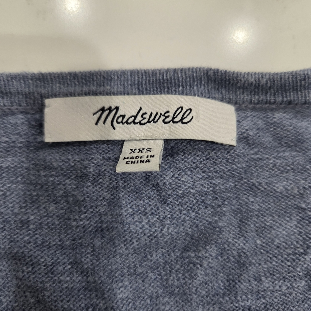 MADEWELL COFFEEHOUSE OPEN CARDIGAN IN BLUE STUDENT XXS - Picture 4 of 6